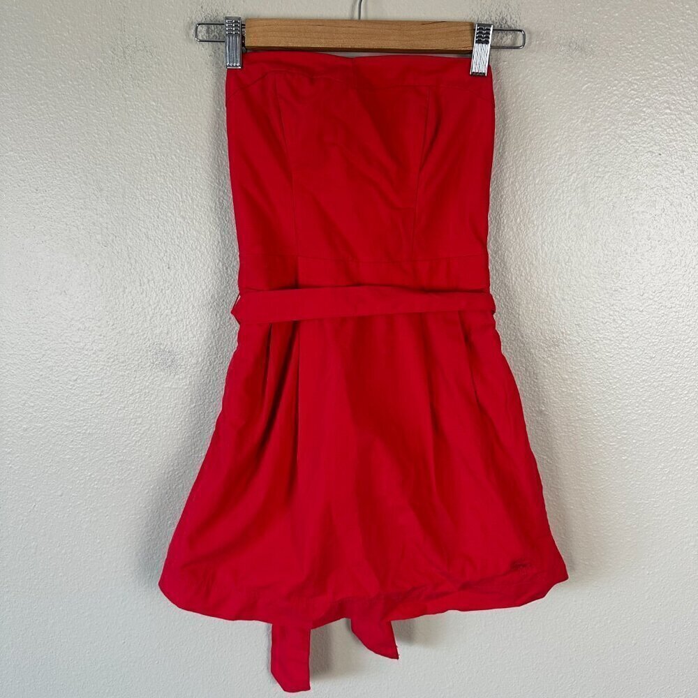 Abercrombie & Fitch Mini Strapless Dress Smocked Bold Cocktail Red Women's Small - Picture 3 of 5